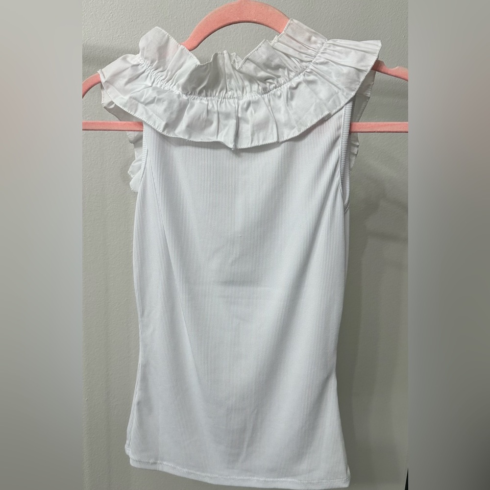Venti 6 White Ruffle Ribbed Tank Top - - Picture 3 of 9